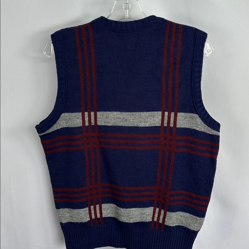 Le Tigre Men's V-Neck Sweater Vest in Navy and Gray - Picture 6 of 7